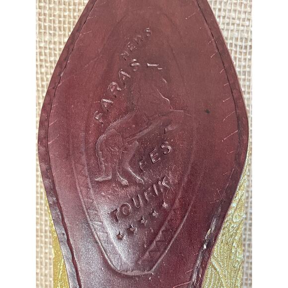 Moroccan, NWOT, Gold babouche‎ slippers, Leather Sole, Handmade, Ladies 8-8.5 - Picture 5 of 10